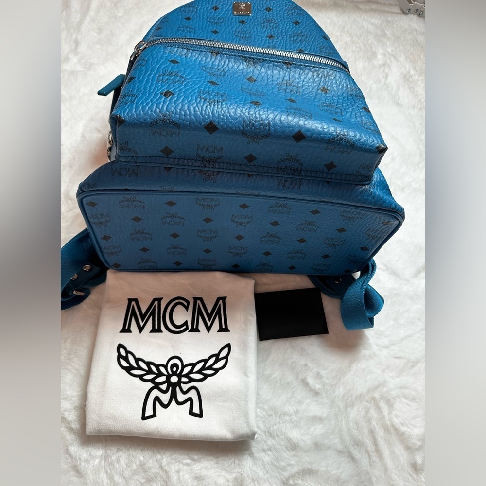 MCM blue Leather Backpack with studs brand new with tag - Picture 11 of 16